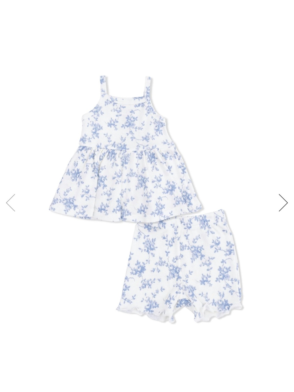 Angel Dear White and Light Blue Floral Tank Top + Shorts Set